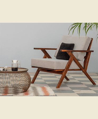 Ummed Modern Sheesham Wood Lounge Chair
