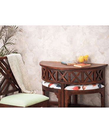 Ummed Sheesham Wood Console Table with 2 Seats