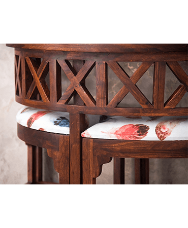 Ummed Sheesham Wood Console Table with 2 Seats