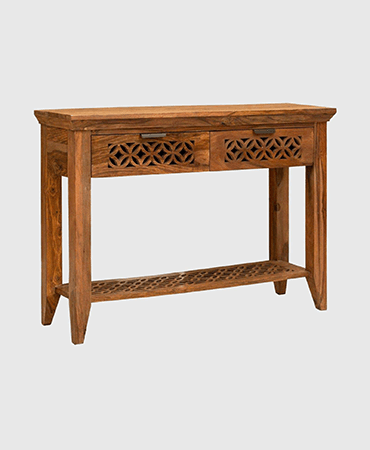 Vismit Solid Sheeham wood Contemporary 2 Drawer Console Table
