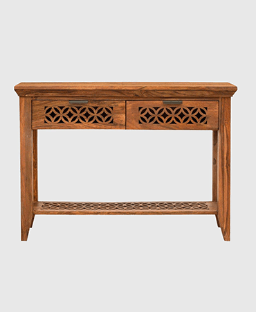 Vismit Solid Sheeham wood Contemporary 2 Drawer Console Table