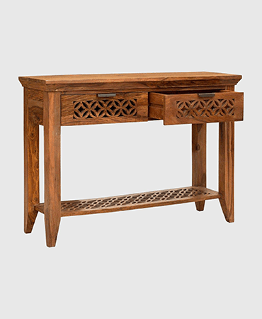 Vismit Solid Sheeham wood Contemporary 2 Drawer Console Table
