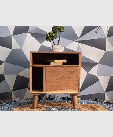 Hawkin Solid Wood Bedside Table with Drawer