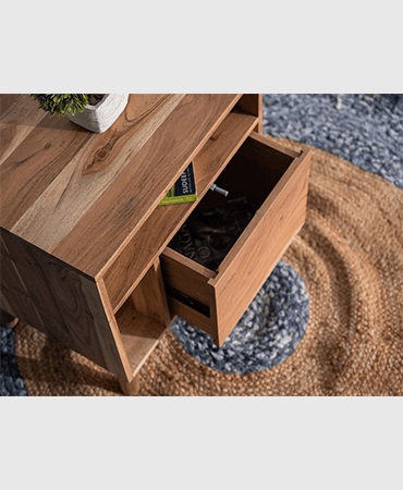 Hawkin Solid Wood Bedside Table with Drawer